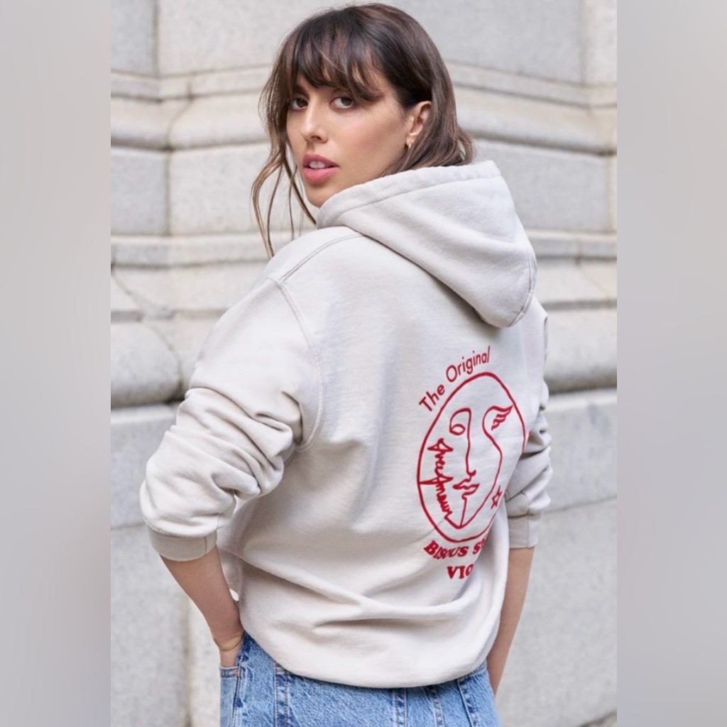 Violette_fr X Biscous Skateboards Alec Amour Cream Red Cotton Long Sleeve Hoodie — image 4 of 8